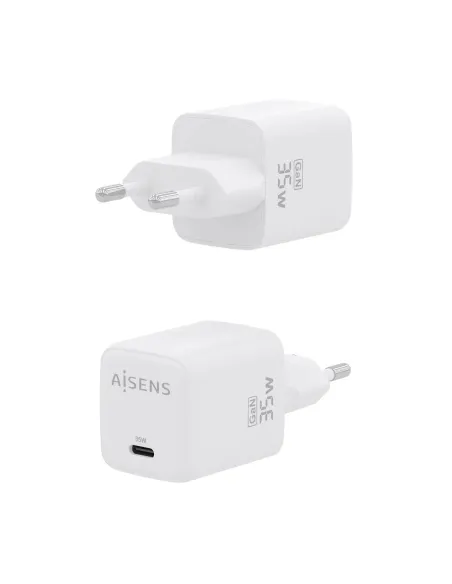 AISENS Cargador GaN 35W, 1xUSB-C PD3.0 QC4.0, Blanco