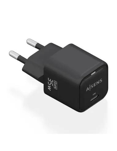 AISENS Cargador GaN 35W, 1xUSB-C PD3.0 QC4.0, Negro