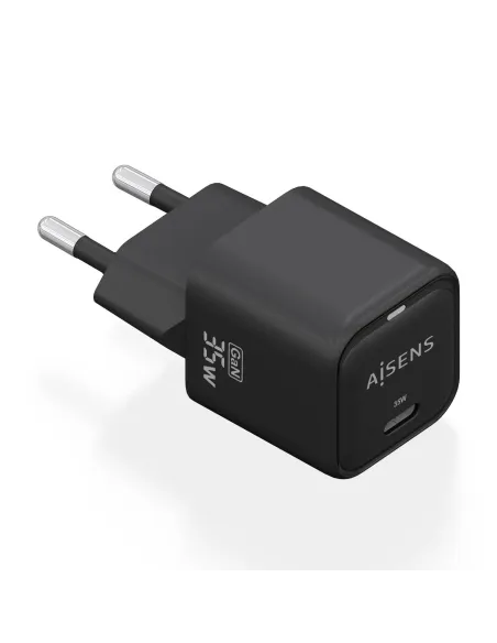 AISENS Cargador GaN 35W, 1xUSB-C PD3.0 QC4.0, Negro