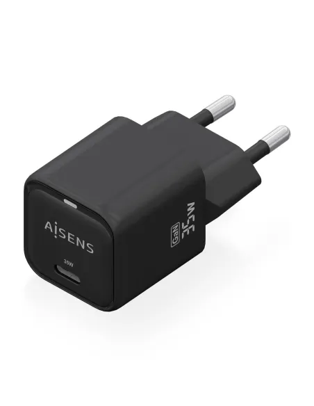 AISENS Cargador GaN 35W, 1xUSB-C PD3.0 QC4.0, Negro