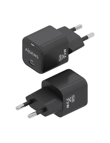 AISENS Cargador GaN 35W, 1xUSB-C PD3.0 QC4.0, Negro