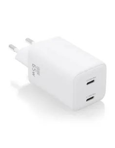 AISENS Cargador Gan 65W, 2xUSB-C PD3.0 QD4.0, Blanco
