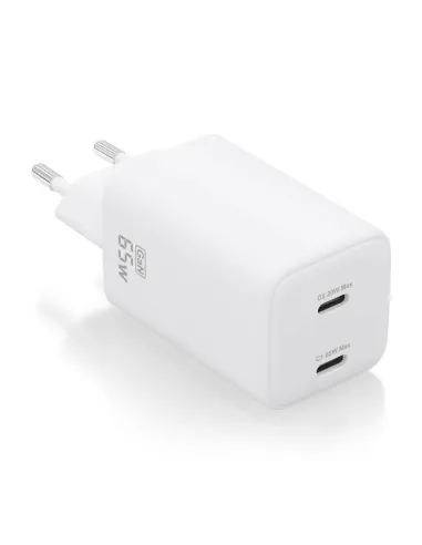 AISENS Cargador Gan 65W, 2xUSB-C PD3.0 QD4.0, Blanco