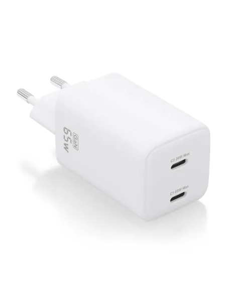 AISENS Cargador Gan 65W, 2xUSB-C PD3.0 QD4.0, Blanco