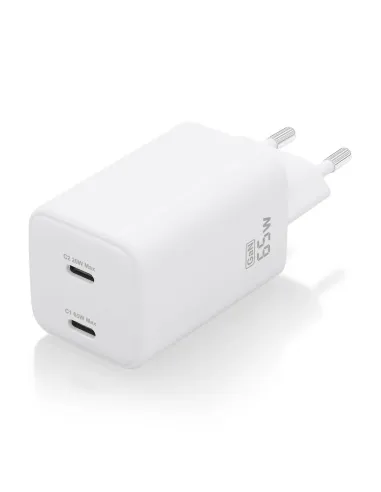 AISENS Cargador Gan 65W, 2xUSB-C PD3.0 QD4.0, Blanco