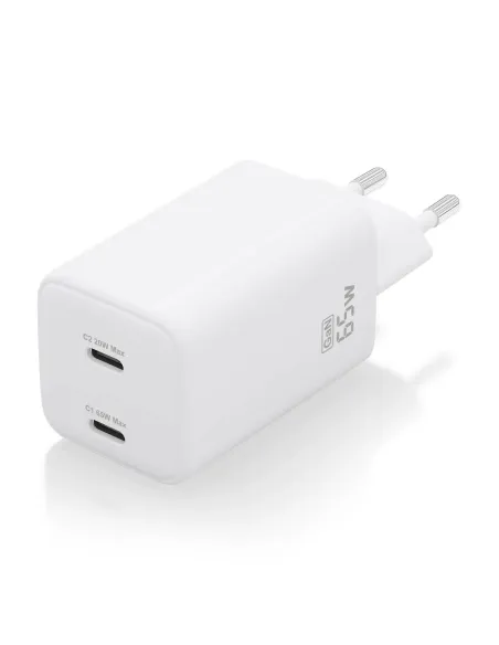 AISENS Cargador Gan 65W, 2xUSB-C PD3.0 QD4.0, Blanco