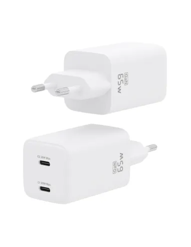 AISENS Cargador Gan 65W, 2xUSB-C PD3.0 QD4.0, Blanco