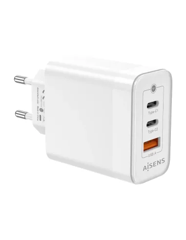 AISENS Cargador Gan 65W, 2xUSB-C PD3.0 QC4.0, 1xUSB-A QC3.0, Blanco