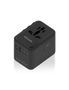 AISENS Adaptador Enchufe Universal Para Viaje EU USA UK AU Con Cargador USB GaN, 2xUSB-A (A1 QC3.0), 3xUSB-C (C1 PD3.0) 35W,