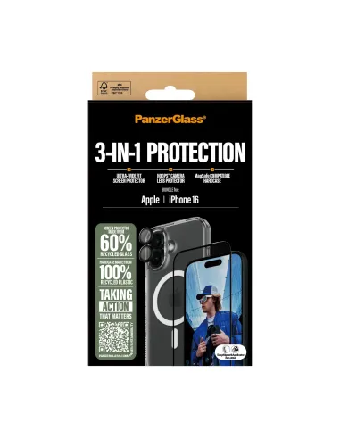 PanzerGlass ® 3-in-1 Protection Bundle iPhone 16 Protector de pantalla Apple 1 pieza(s)