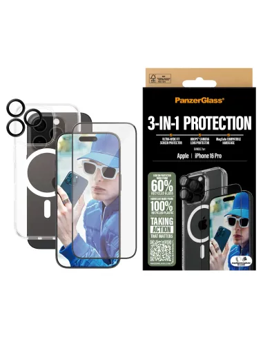 PanzerGlass ® 3-in-1 Protection Bundle iPhone 16 Pro Protector de pantalla Apple 1 pieza(s)