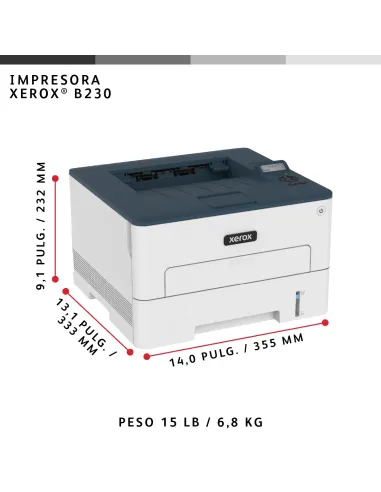 Xerox B230 A4 34 ppm Impresora inalámbrica a doble cara PCL5e 6 2 bandejas Total 251 hojas