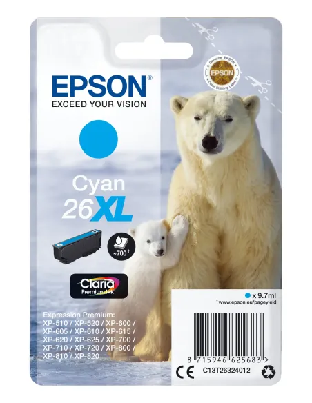 Epson Polar bear Cartucho 26XL cian