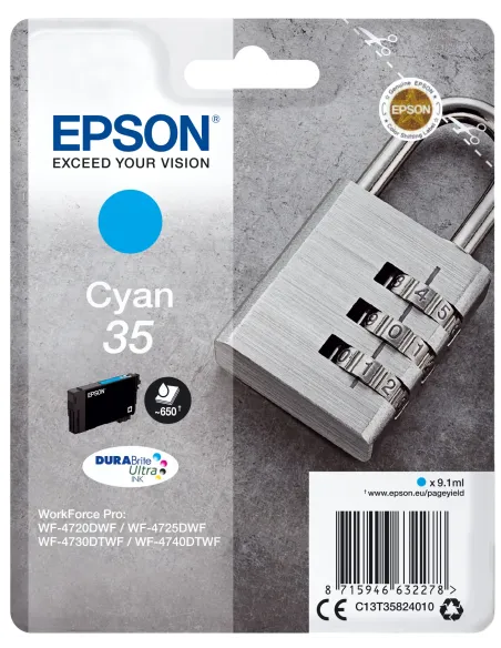 Epson Padlock Singlepack Cyan 35 DURABrite Ultra Ink