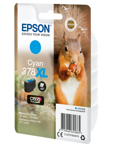 Epson Squirrel Singlepack Cyan 378XL Claria Photo HD Ink