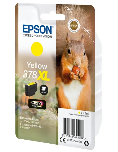 Epson Squirrel Singlepack Yellow 378XL Claria Photo HD Ink