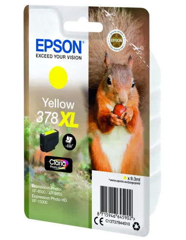 Epson Squirrel Singlepack Yellow 378XL Claria Photo HD Ink