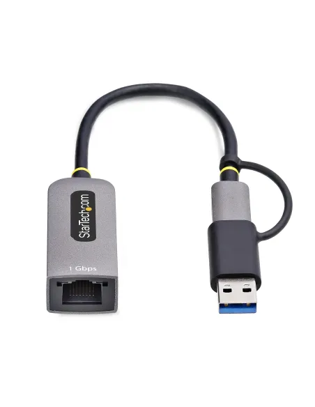 StarTech.com Adaptador USB-C a Ethernet con Dongle USB-A - Adaptador de Red USB Tipo C - Adaptador Ethernet - 10 100 1000Mbps -