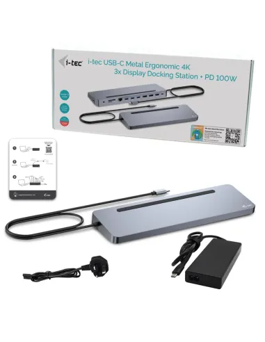 i-tec USB-C Metal Ergonomic 3x 4K Display Docking Station + Power Delivery 100 W
