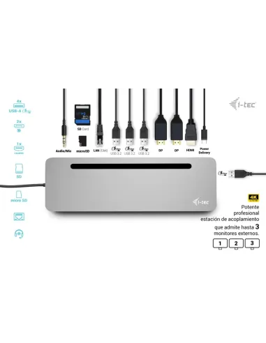 i-tec USB-C Metal Ergonomic 3x 4K Display Docking Station + Power Delivery 100 W