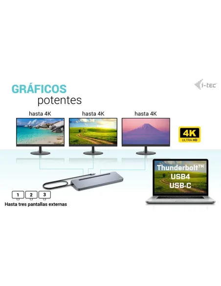 i-tec USB-C Metal Ergonomic 3x 4K Display Docking Station + Power Delivery 100 W