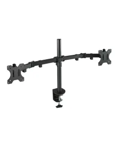 TooQ Soporte de Mesa Giratorio e Inclinable para 2 Pantallas (Monitor / TV Plasma / LCD / LED) 13” – 32”, de Dos Brazos, Negro -
