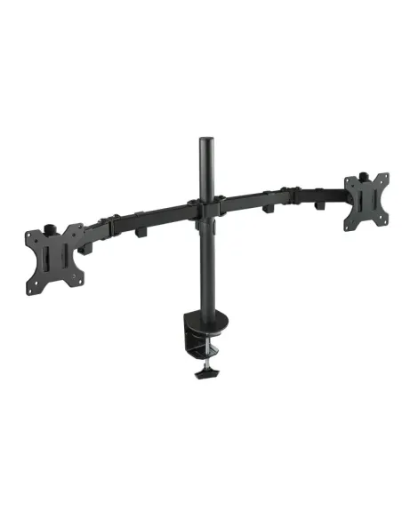 TooQ Soporte de Mesa Giratorio e Inclinable para 2 Pantallas (Monitor / TV Plasma / LCD / LED) 13” – 32”, de Dos Brazos, Negro -