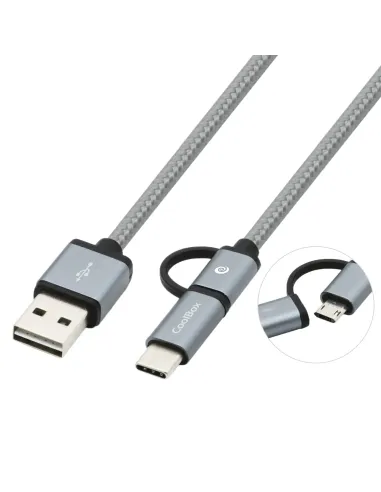 CoolBox COO-CAB-U2MC-GR cable USB USB 2.0 1 m USB A USB C Micro-USB B Gris