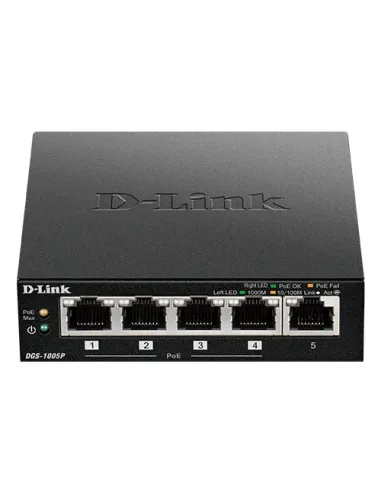 D-Link DGS-1005P E switch No administrado Gigabit Ethernet (10 100 1000) Energía sobre Ethernet (PoE) Negro