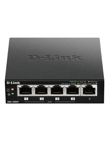 D-Link DGS-1005P E switch No administrado Gigabit Ethernet (10 100 1000) Energía sobre Ethernet (PoE) Negro