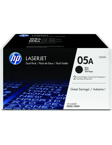 HP Pack de 2 cartuchos de tóner originales HP 05A LaserJet negro