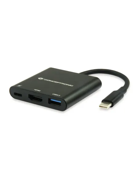Conceptronic DONN01B base para portátil y replicador de puertos USB 3.2 Gen 1 (3.1 Gen 1) Type-C Negro