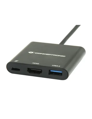 Conceptronic DONN01B base para portátil y replicador de puertos USB 3.2 Gen 1 (3.1 Gen 1) Type-C Negro