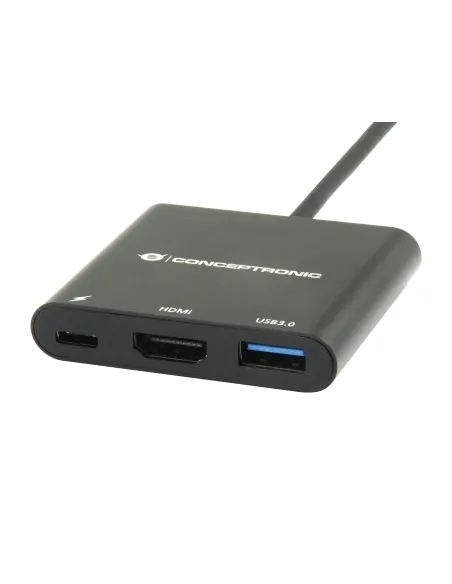 Conceptronic DONN01B base para portátil y replicador de puertos USB 3.2 Gen 1 (3.1 Gen 1) Type-C Negro