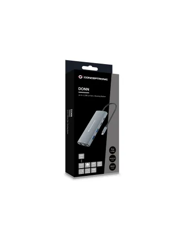 Conceptronic DONN06G base para portátil y replicador de puertos Alámbrico USB 3.2 Gen 1 (3.1 Gen 1) Type-C Gris