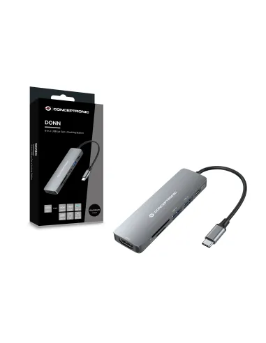 Conceptronic DONN11G base para portátil y replicador de puertos Alámbrico USB 3.2 Gen 1 (3.1 Gen 1) Type-C Gris