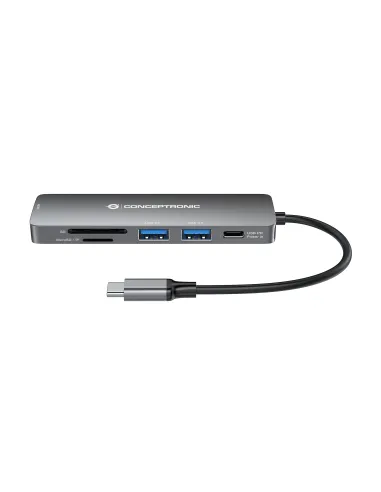 Conceptronic DONN11G base para portátil y replicador de puertos Alámbrico USB 3.2 Gen 1 (3.1 Gen 1) Type-C Gris