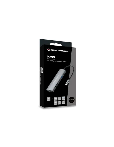 Conceptronic DONN11G base para portátil y replicador de puertos Alámbrico USB 3.2 Gen 1 (3.1 Gen 1) Type-C Gris