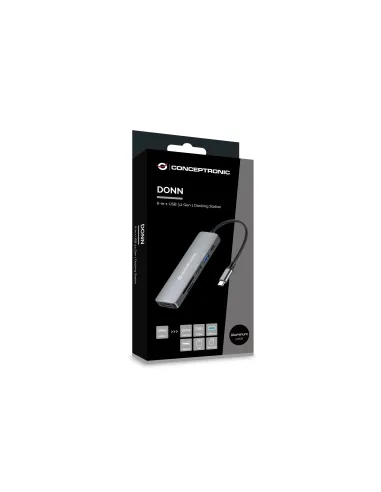 Conceptronic DONN11G base para portátil y replicador de puertos Alámbrico USB 3.2 Gen 1 (3.1 Gen 1) Type-C Gris