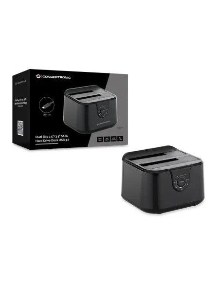Conceptronic DONN12B base de conexión para disco duro USB 3.2 Gen 1 (3.1 Gen 1) Type-B Negro
