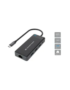 Conceptronic DONN14G base para portátil y replicador de puertos Alámbrico USB 3.2 Gen 1 (3.1 Gen 1) Type-C Gris