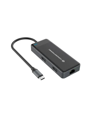 Conceptronic DONN14G base para portátil y replicador de puertos Alámbrico USB 3.2 Gen 1 (3.1 Gen 1) Type-C Gris