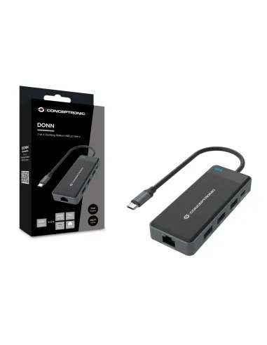 Conceptronic DONN14G base para portátil y replicador de puertos Alámbrico USB 3.2 Gen 1 (3.1 Gen 1) Type-C Gris