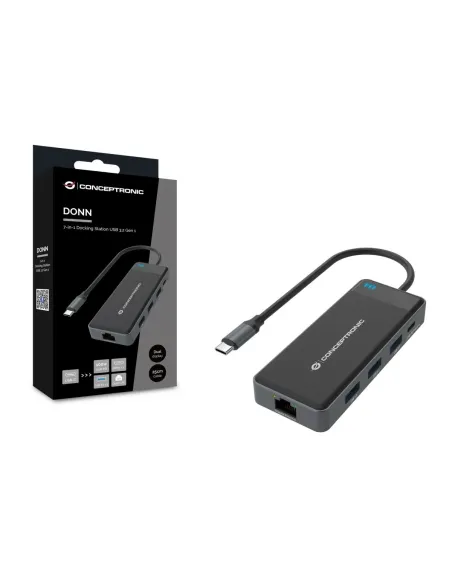 Conceptronic DONN14G base para portátil y replicador de puertos Alámbrico USB 3.2 Gen 1 (3.1 Gen 1) Type-C Gris