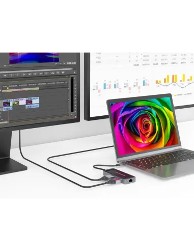 Conceptronic DONN14G base para portátil y replicador de puertos Alámbrico USB 3.2 Gen 1 (3.1 Gen 1) Type-C Gris