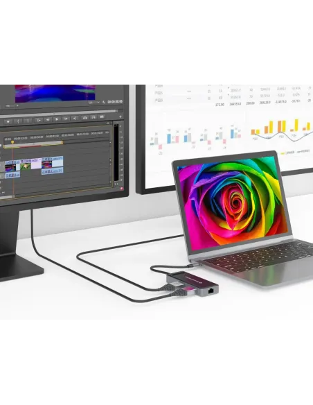 Conceptronic DONN14G base para portátil y replicador de puertos Alámbrico USB 3.2 Gen 1 (3.1 Gen 1) Type-C Gris