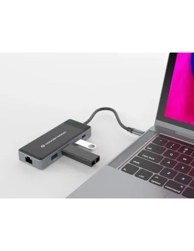 Conceptronic DONN14G base para portátil y replicador de puertos Alámbrico USB 3.2 Gen 1 (3.1 Gen 1) Type-C Gris