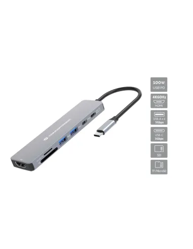 Conceptronic DONN28G base para portátil y replicador de puertos Alámbrico USB 3.2 Gen 1 (3.1 Gen 1) Type-C Gris