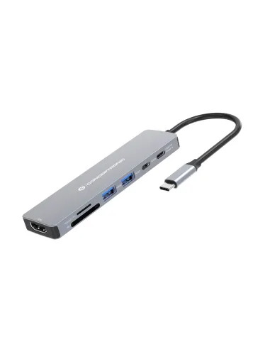 Conceptronic DONN28G base para portátil y replicador de puertos Alámbrico USB 3.2 Gen 1 (3.1 Gen 1) Type-C Gris