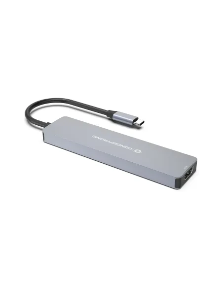 Conceptronic DONN28G base para portátil y replicador de puertos Alámbrico USB 3.2 Gen 1 (3.1 Gen 1) Type-C Gris